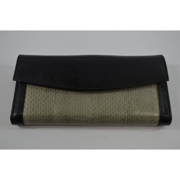 Tilley Leather Snakeskin Long Wallet Vintage Black Grey New w/ Box - Picture 5 of 10